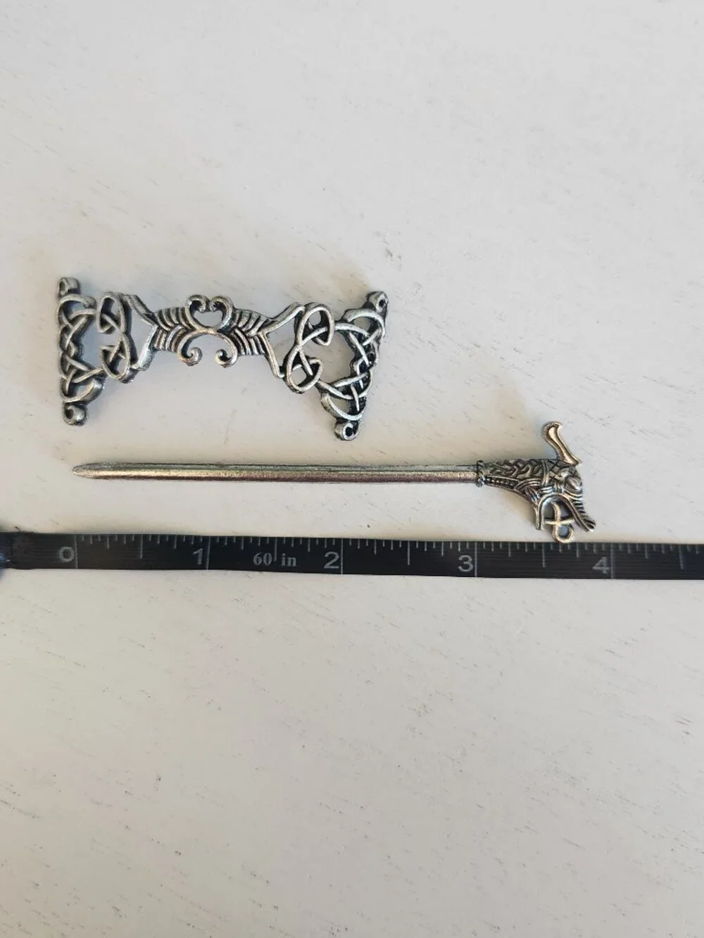 Viking-inspired Dragon Hair Pin Barrette with Celtic Knot Detailing